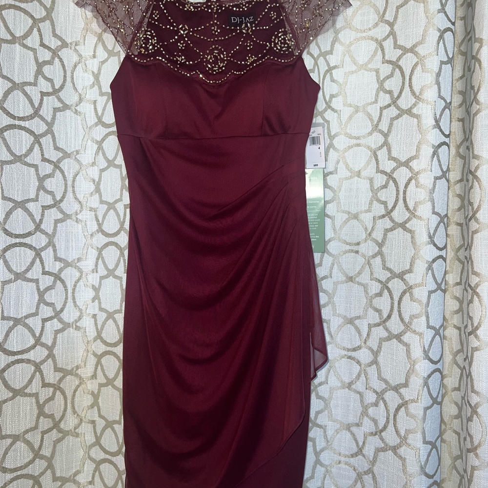 NEW WITH TAGS Chic Asymmetrical Burgundy Dress